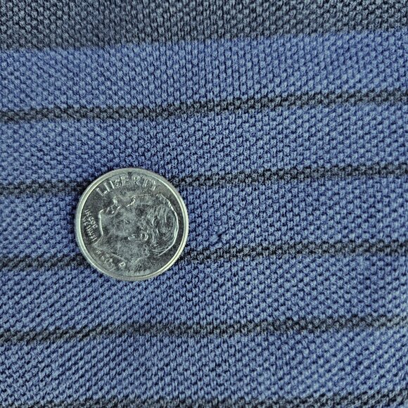 Daniel Cremieux Men's Dk Blu/Blk/White Striped Long Sleeve Cotton Polo Shirt - L - Picture 8 of 10